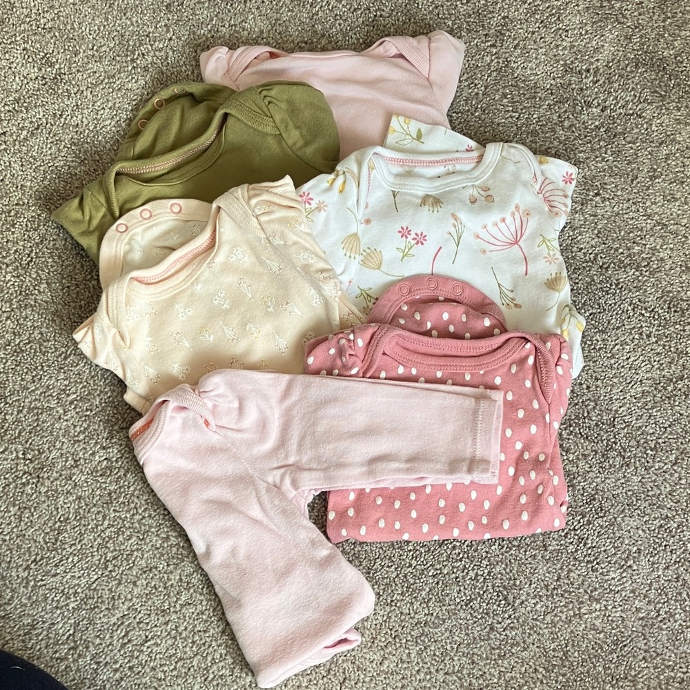 Cloud Island Baby LS Bodysuits - Pink, Green, Cream